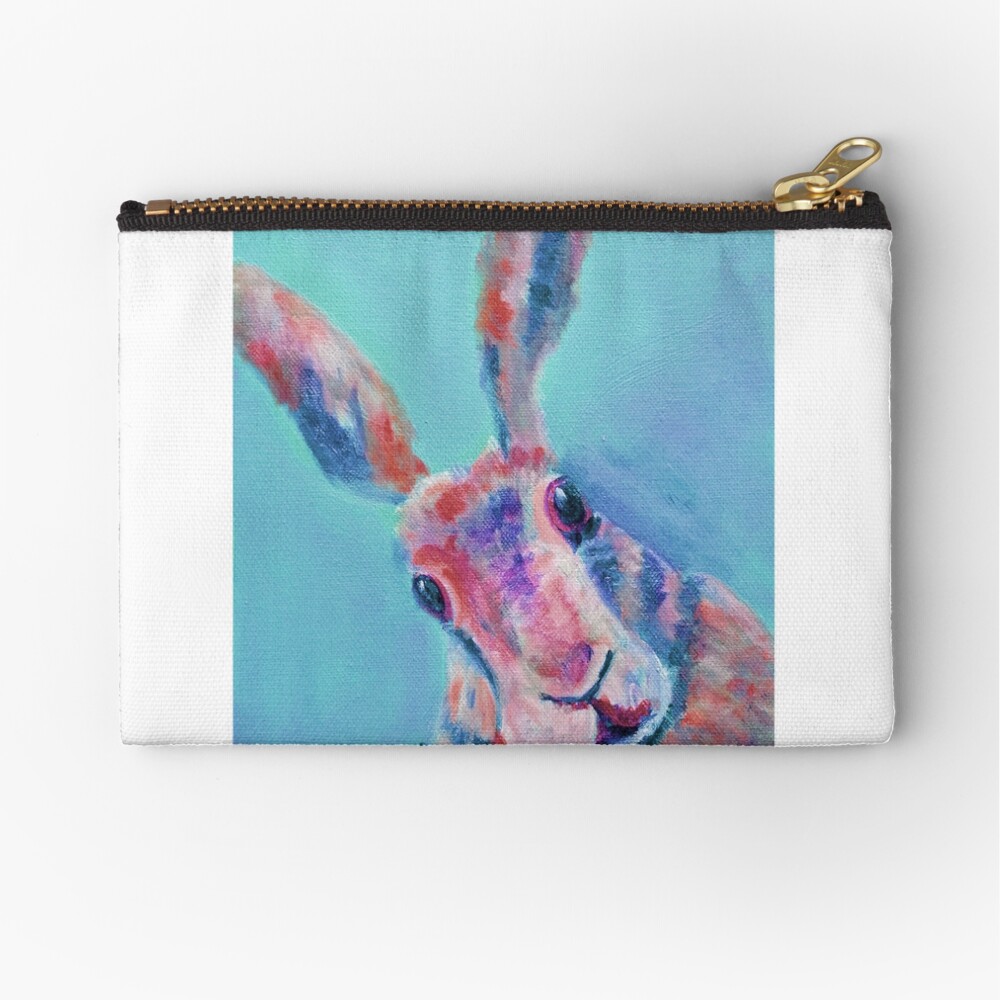 Cute Light Blue Hare Zipper Pouch