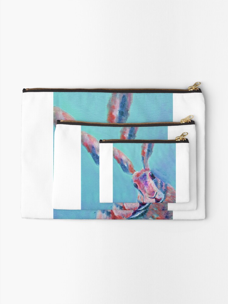 Alternate view of Cute Light Blue Hare Zipper Pouch