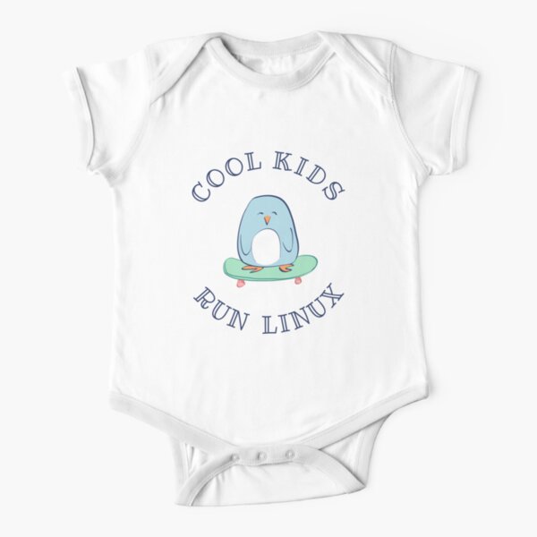 Cool Kids Run Linux (blue) Short Sleeve Baby One-Piece