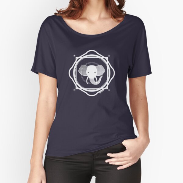 Éléphant Mandala (contours blancs) T-shirt coupe relax
