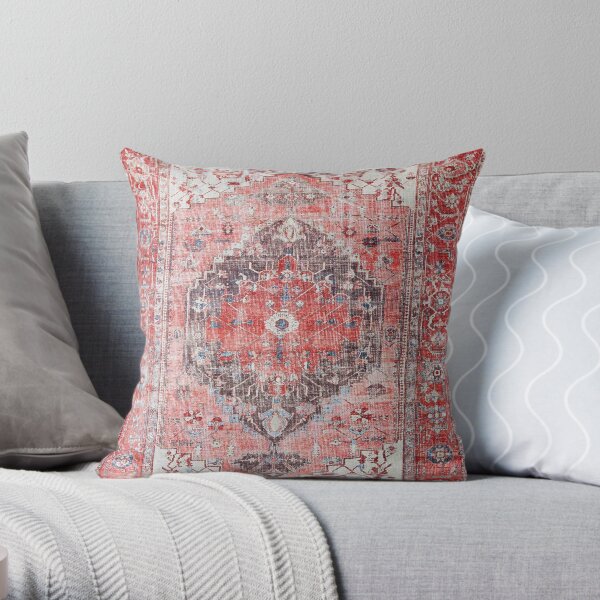 Red Vintage Oriental Moroccan Style Artwork Throw Pillow