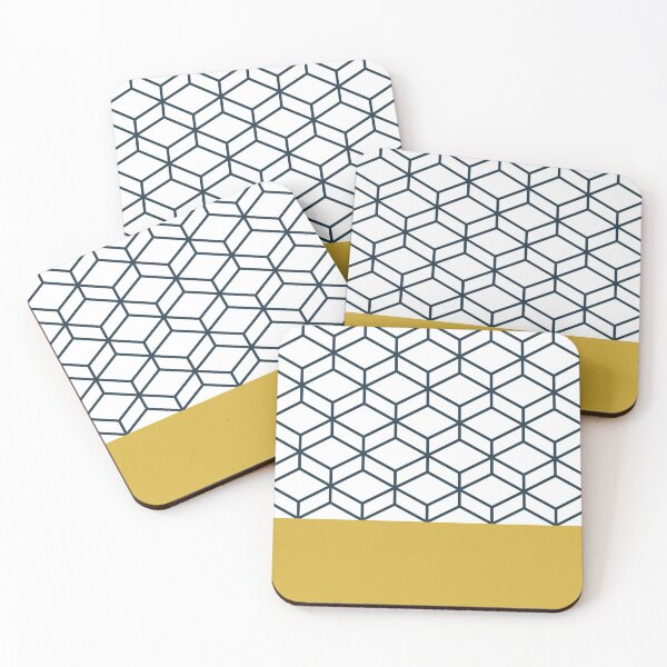 Item preview, Honeycomb Geometric Lattice 2 in Mustard Yellow, Navy Blue, and White designed and sold by kierkegaard.