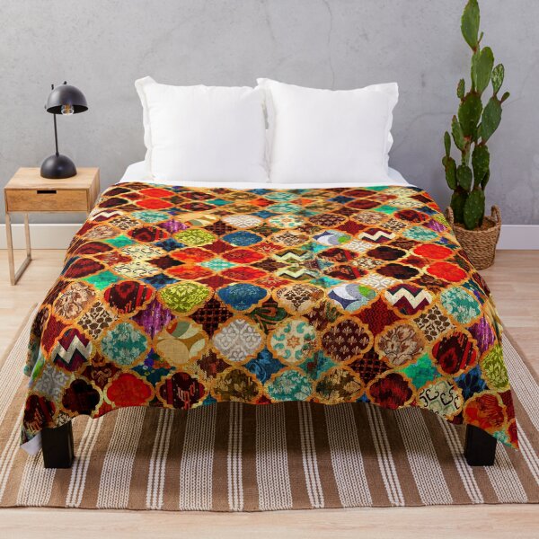 Epic Colored Traditional Moroccan Artwork. Throw Blanket