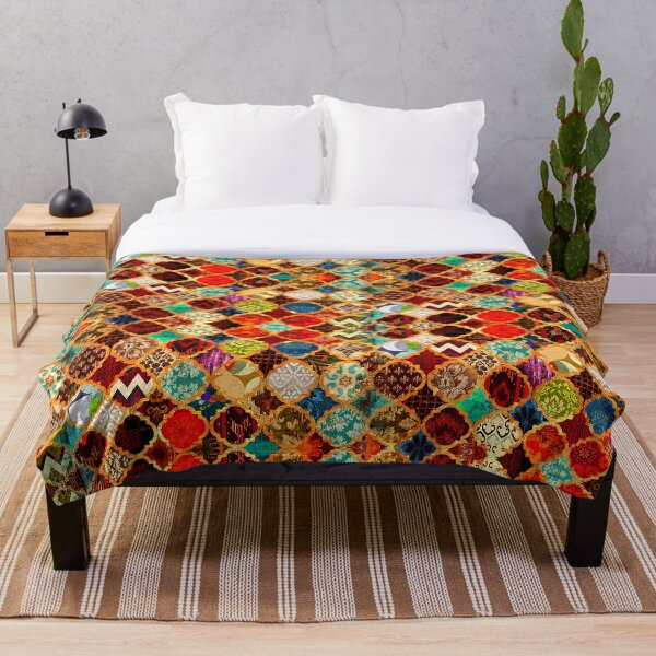 Epic Colored Traditional Moroccan Artwork. Throw Blanket