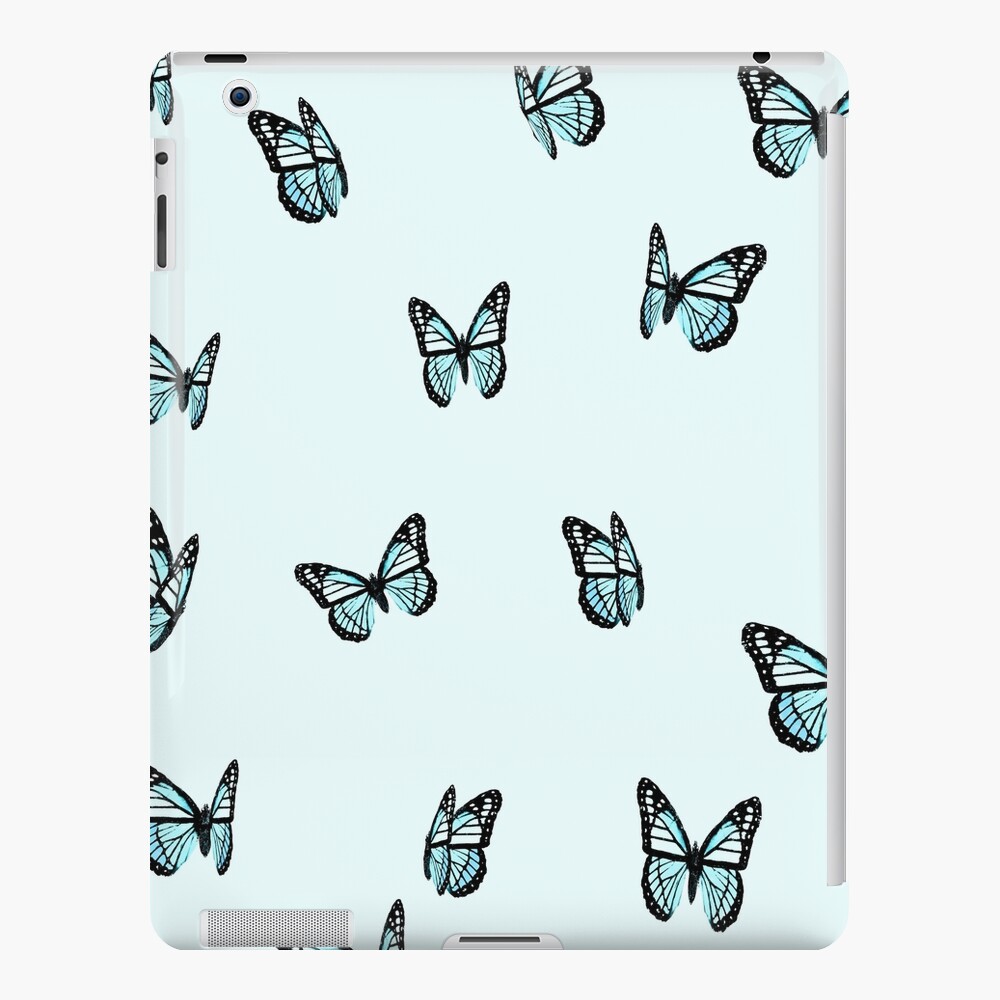 Pastel Blue Butterfly Pattern Water Bottle