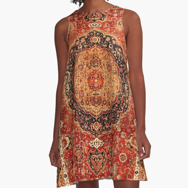 Seley Antique Persian Rug Print A-Line Dress