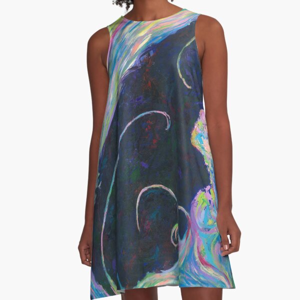 Becoming, Abstract Portrait Art by Courtney Hatcher A-Line Dress