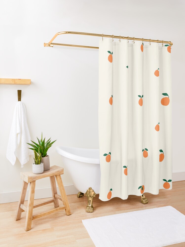 Alternate view of little oranges pattern Shower Curtain