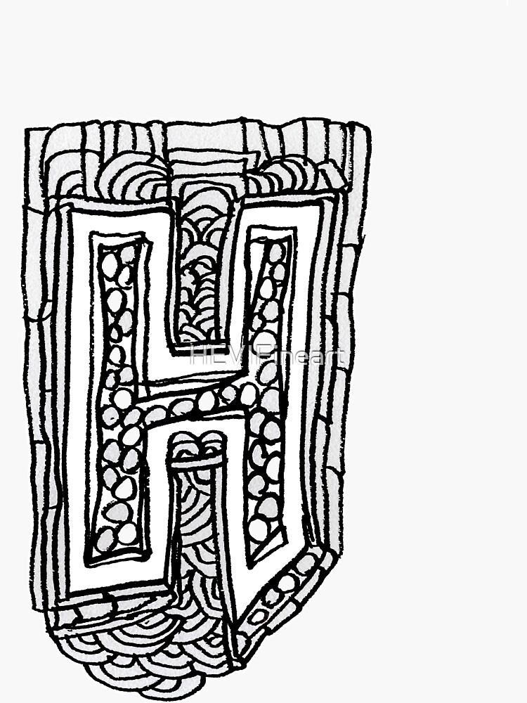 Black and White Letter H by HEVIFineart