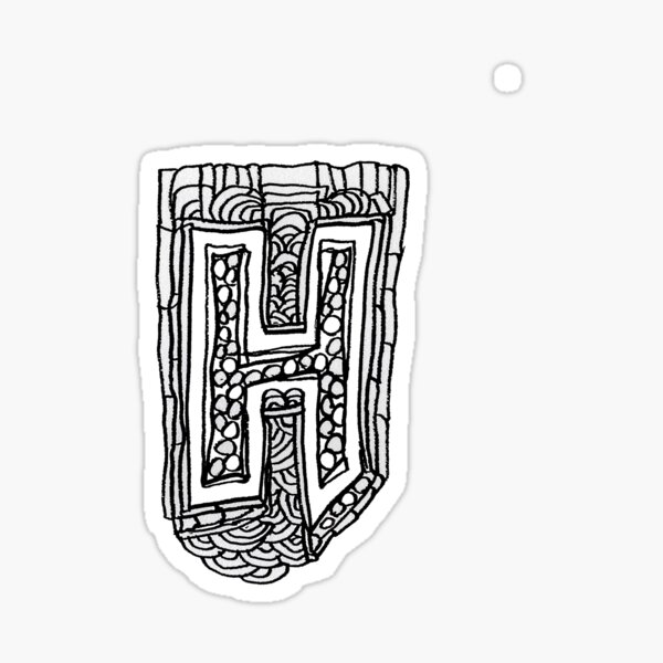 Black and White Letter H Sticker