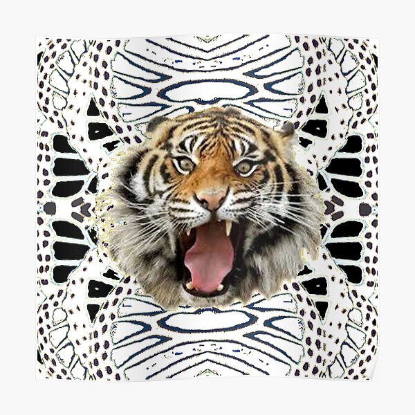 WHITE TIGER ABSTRACT ART Poster