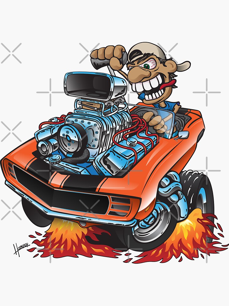 Classic 69 Muscle Car Cartoon by hobrath