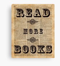 Lienzo Read More Books Vintage Book Page Art Nerd