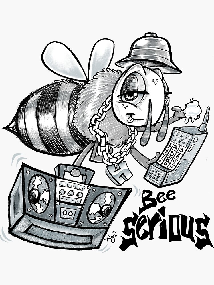 "Bee Serious B&W" Sticker For Sale By Agui | Redbubble