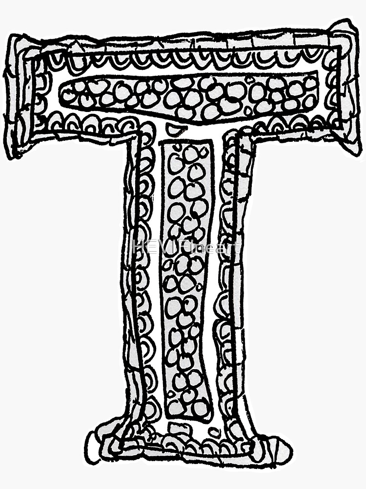 Upper case black and white alphabet Letter T by HEVIFineart