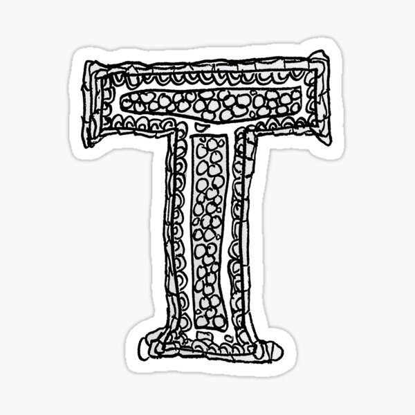 Upper case black and white alphabet Letter T Sticker