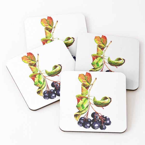 Item preview, impressive watercolor of chokeberry berries with leaves designed and sold by AsyaTury.