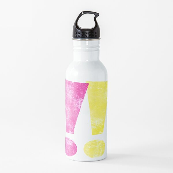 Angustiado CMYK Whee! Gráfico de exclamación Botella de agua