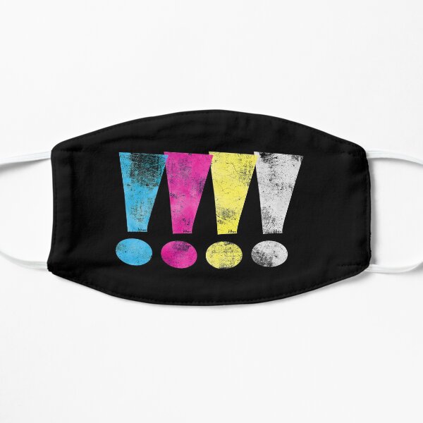 Distressed CMYK(W) Graphic Exclamation Points Flat Mask
