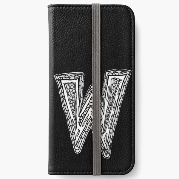 Upper case black and white alphabet Letter W iPhone Wallet