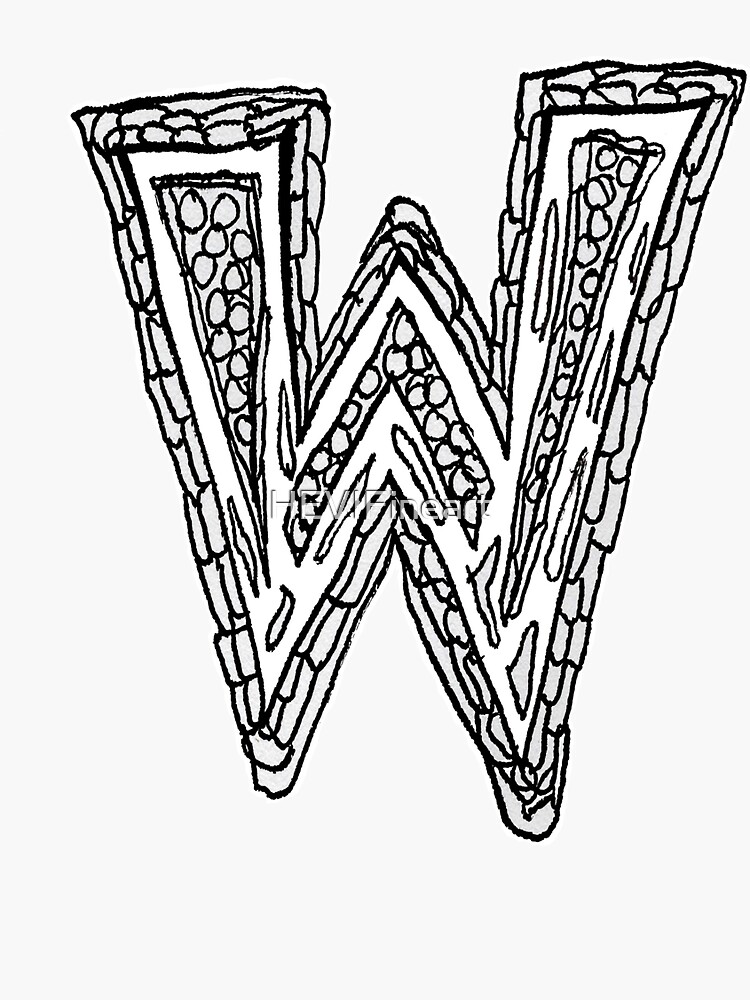 Upper case black and white alphabet Letter W by HEVIFineart