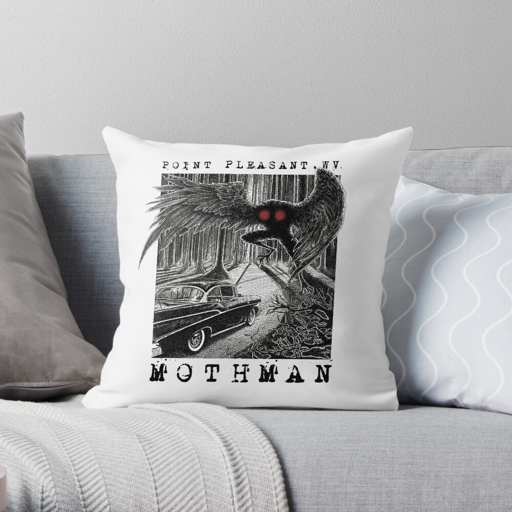 Mothman Encounter - Point Pleasant, WV Cryptid Gift Throw Pillow