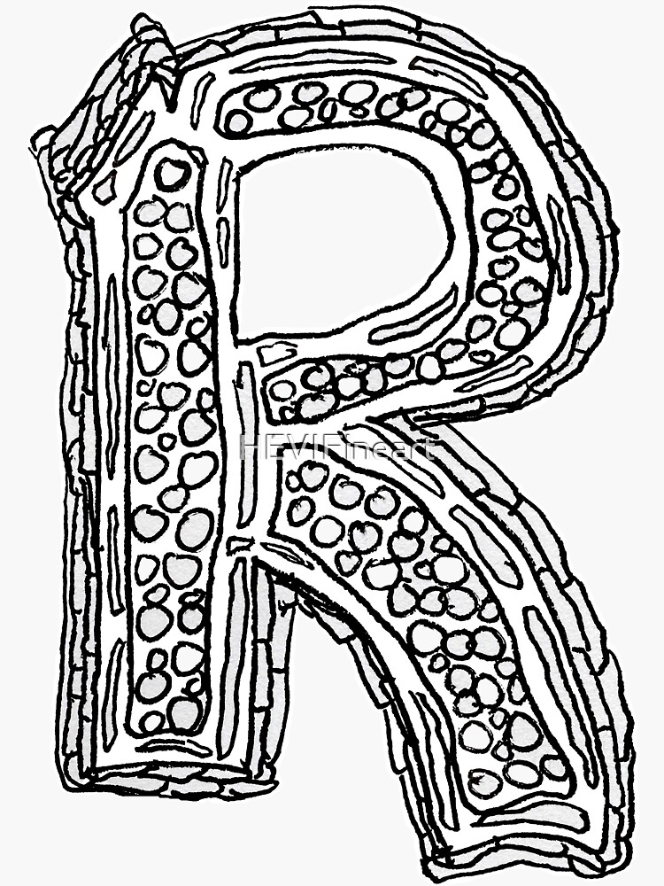 Upper case black and white alphabet Letter R by HEVIFineart