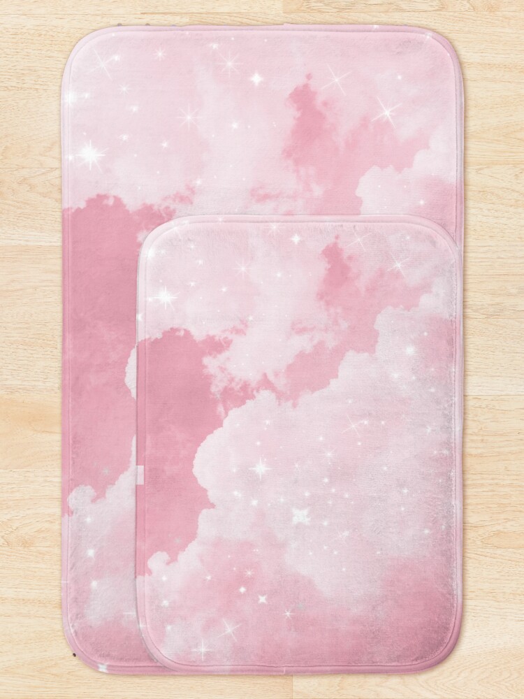 Thumbnail 5 of 6, Bath Mat, Pink Clouds Sparkling designed and sold by trajeado14.