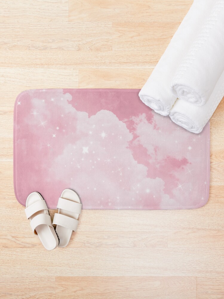 Thumbnail 2 of 6, Bath Mat, Pink Clouds Sparkling designed and sold by trajeado14.