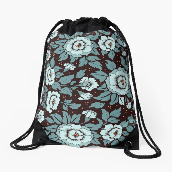 Blue Flowers Floral Blossoms On Shirts Bags And Home Decor Drawstring Bag
