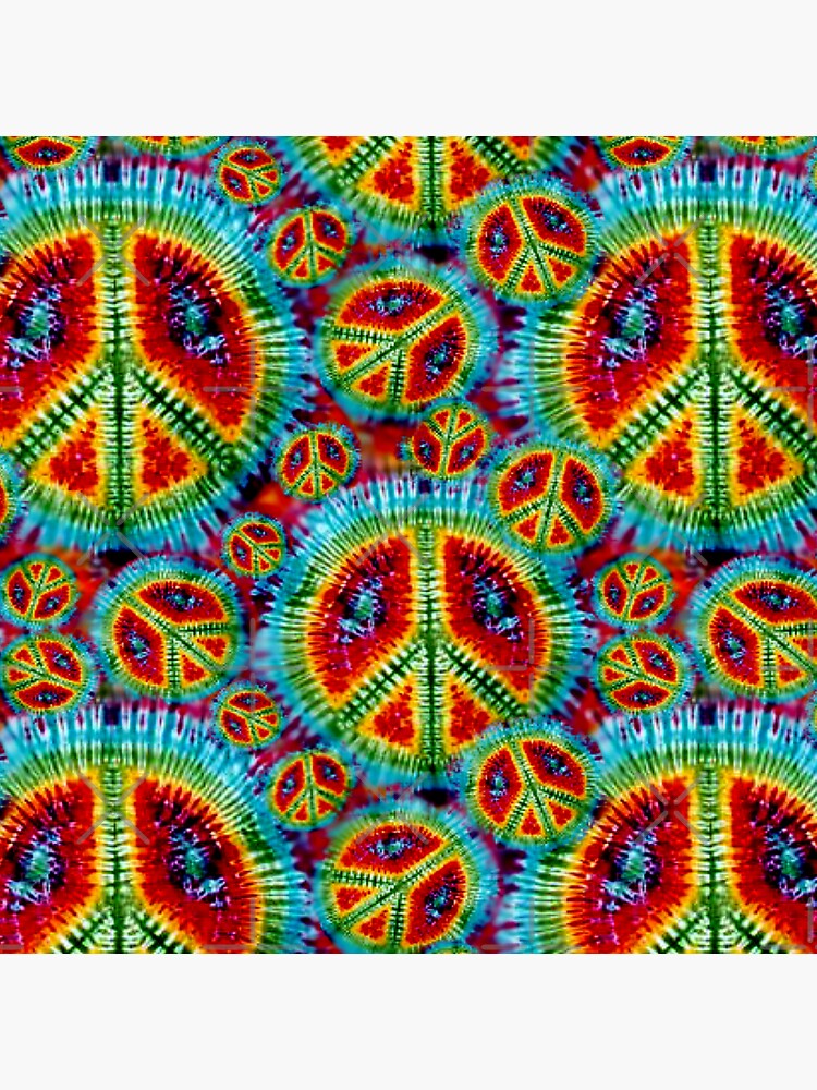 Psychedelic Tie Dyed Peace Signs Pattern Sticker For Sale By Frittata Redbubble 