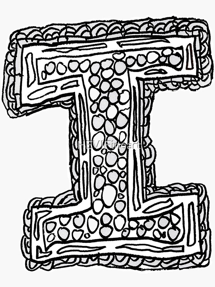 Upper case black and white alphabet Letter I by HEVIFineart
