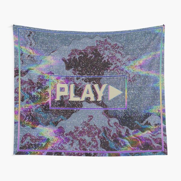 Great Wave Glitch Tapestry