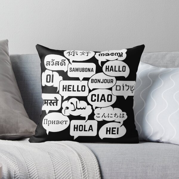 Multilingual "Hello" Polyglot Globetrotter Language Lover Throw Pillow