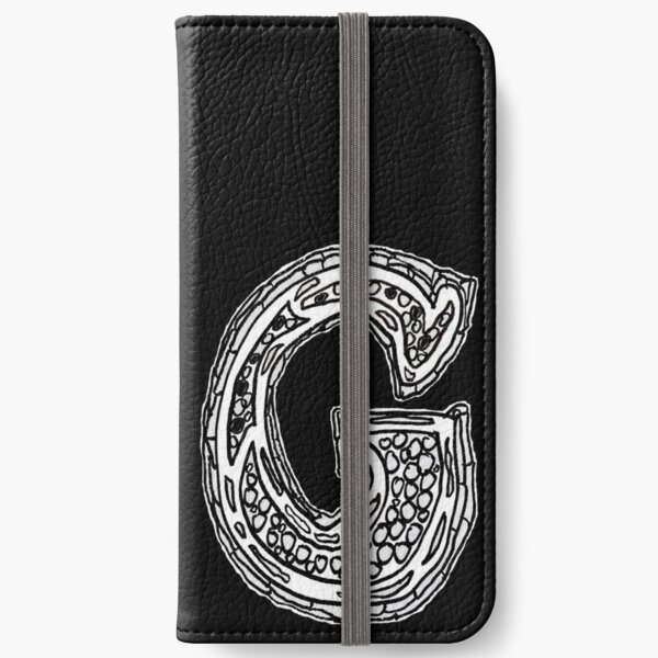 Upper case black and white alphabet Letter G iPhone Wallet