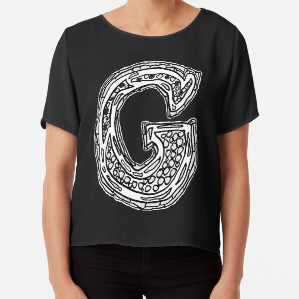 Upper case black and white alphabet Letter G Chiffon Top