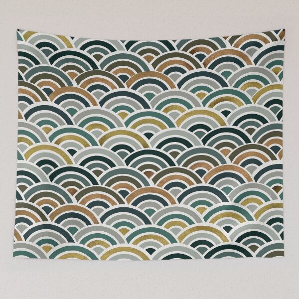 Item preview, Japanese Seigaiha Wave – Teal & Bronze Palette designed and sold by Cat Coquillette.