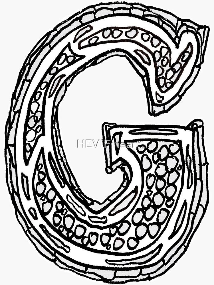 Upper case black and white alphabet Letter G by HEVIFineart