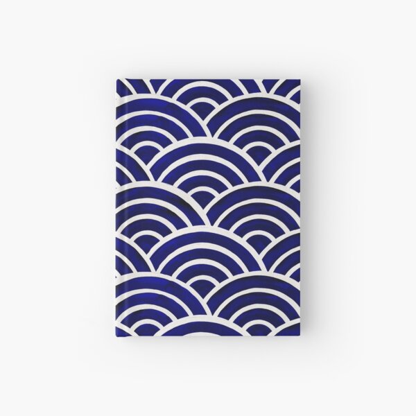 Japanese Seigaiha Wave – Navy Palette Hardcover Journal
