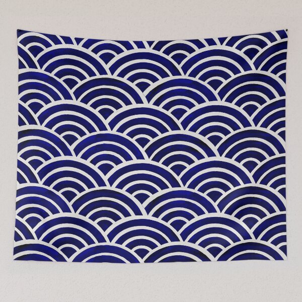 Item preview, Japanese Seigaiha Wave – Navy Palette designed and sold by Cat Coquillette.