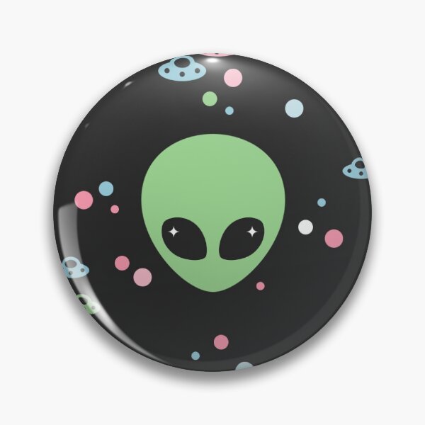 Item preview, Green and Blue Alien Heads with UFOs designed and sold by sugarhai.