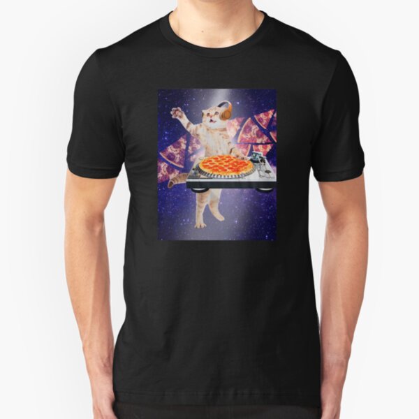 pizza cat space Dj Slim Fit T-Shirt