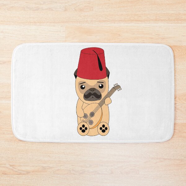 Item preview, Pug dog playing Oud Middle Eastern musical instrument designed and sold by Ralph Hossepian.