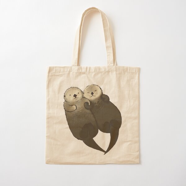 Significant Otters - Otters Holding Hands Cotton Tote Bag