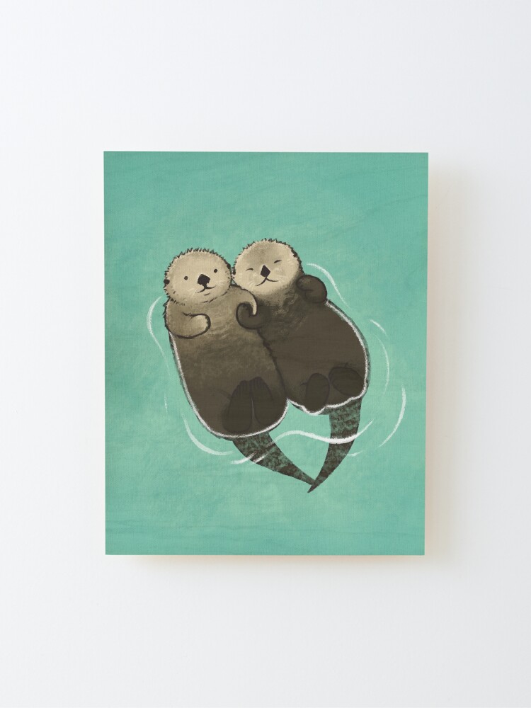 Alternate view of Significant Otters - Otters Holding Hands Mounted Print