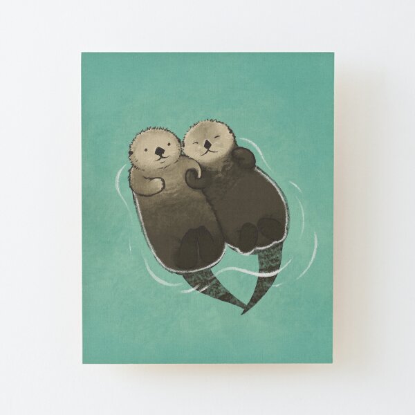 Significant Otters - Otters Holding Hands Wood Mounted Print