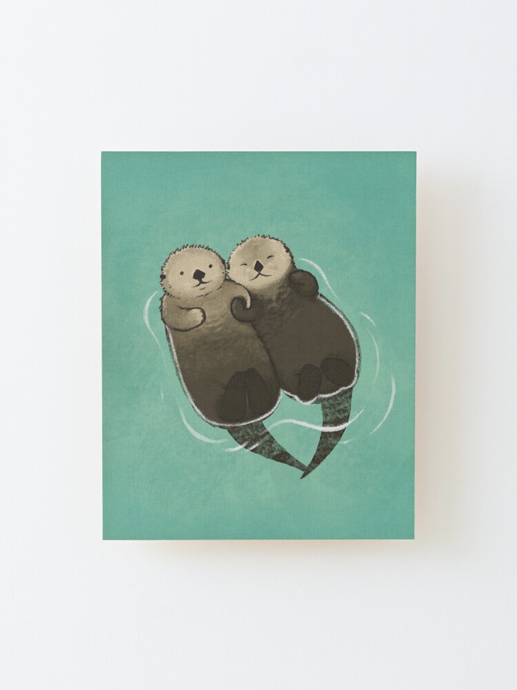 Alternate view of Significant Otters - Otters Holding Hands Mounted Print