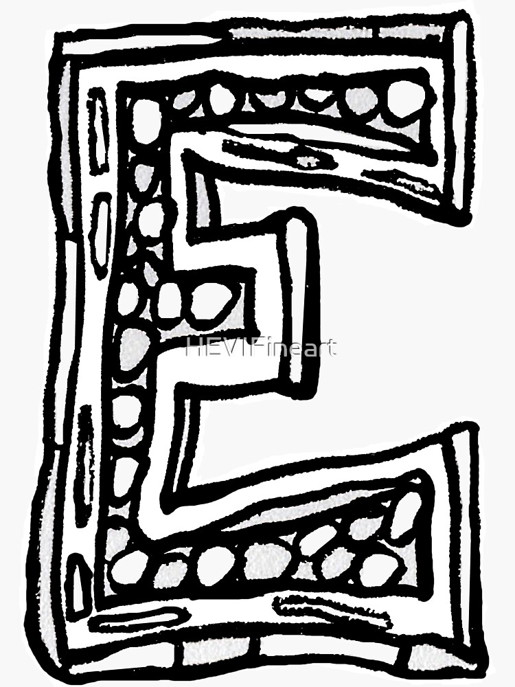 Upper case black and white alphabet Letter E by HEVIFineart