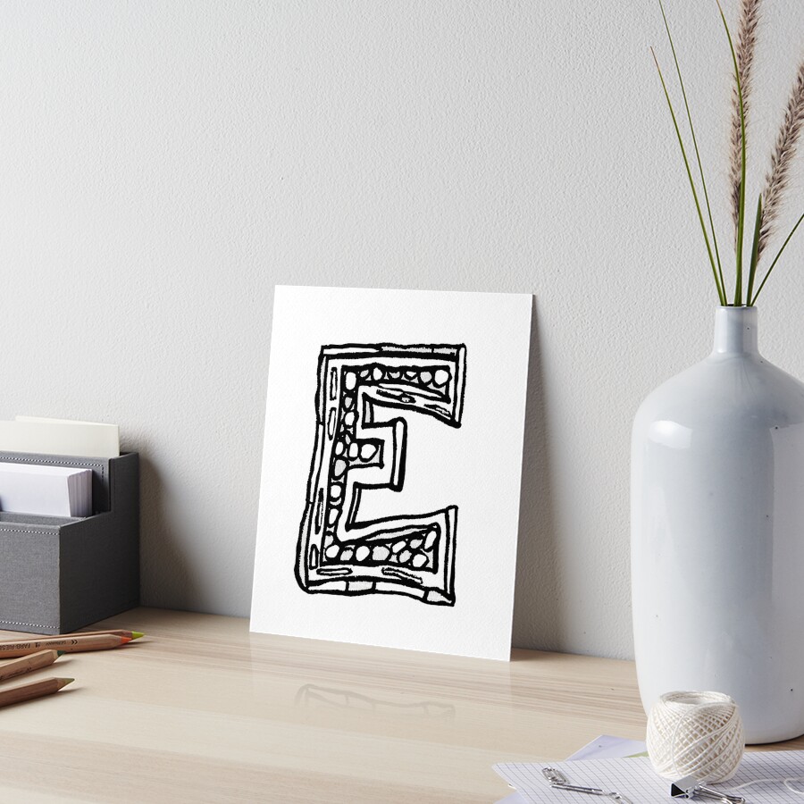 Upper Case Black And White Alphabet Letter E Art Board Print By Hevifineart Redbubble 5484