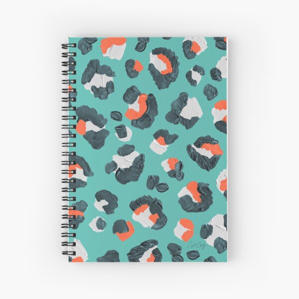 Leopard Print – Tangerine & Turquoise Palette Spiral Notebook